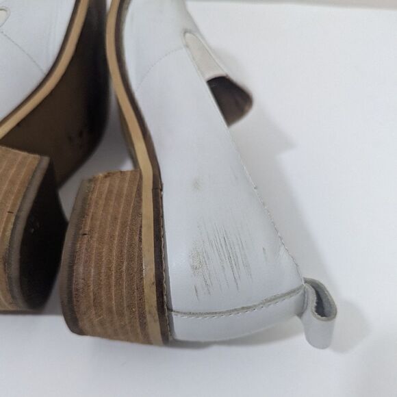 Shellys London White leather slip on loafers plain 7.5 - Picture 6 of 10